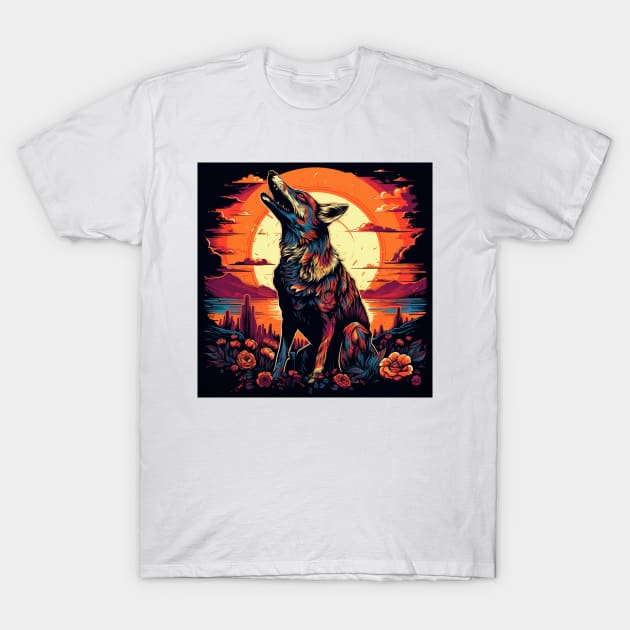 Coyote Howling 2 T-Shirt by AstroRisq